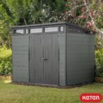 Keter 9x 7 Cortina Heavy Duty Plastic Pent Shed – Dark Green - Image 2