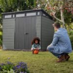 Keter 9x 7 Cortina Heavy Duty Plastic Pent Shed – Dark Green - Image 3