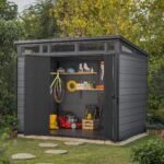 Keter 9x 7 Cortina Heavy Duty Plastic Pent Shed – Dark Grey - Image 2